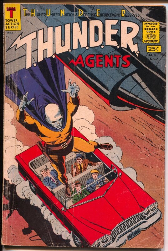 THUNDER Agents #7 1966-Tower-Dynamo-Iron Maiden-Wood-Menthor-G/VG