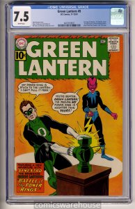 GREEN LANTERN #9 (DC 12/61) CGC 7.5 2ND SINESTRO APPEARANCE 1ST CVR WHITE PAGES