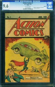 ACTION #1 1976-CGC GRADED 9.6--1st SUPERMAN-SLEEPING BAG REPRINT!-HTF 0224696006