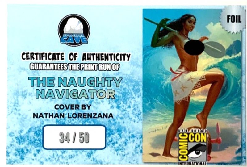 SDCC 2025 EXCLUSIVE 'NAUGHTY NAVIGATOR NATHAN LORENZANA FOIL'' COVER W/COA.