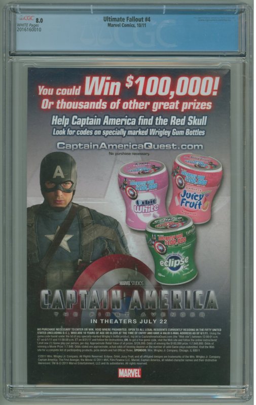 Ultimate Fallout #4 (2011) CGC 8.0! 1st Appearance of the new Spider-Man!