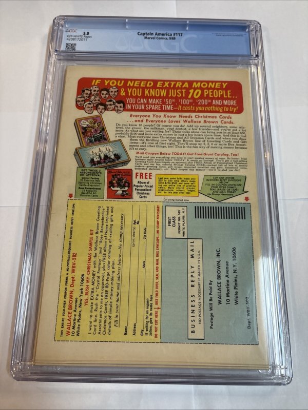 Captain America  (1969) # 117 (CGC 5.0) Marvel Comics • Stan Lee • Gene Colan