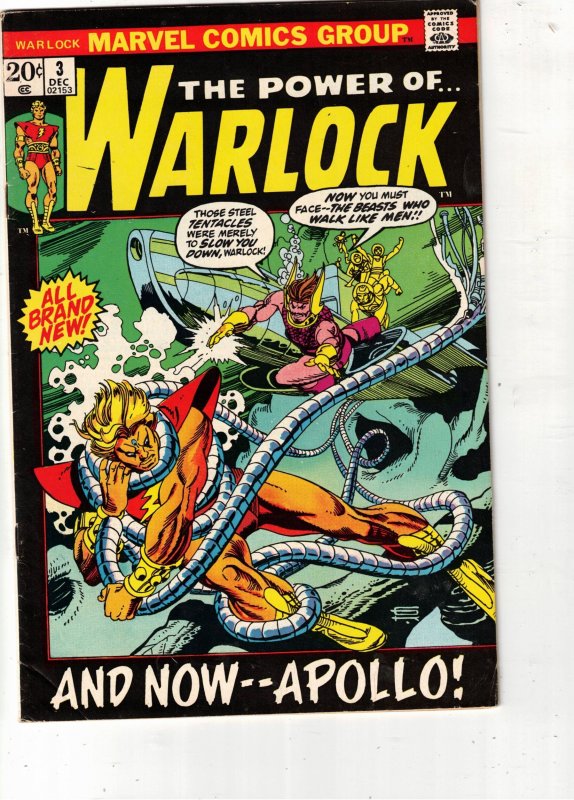 Warlock #3 (1972) 3rd Solo Adam Warlock key! Gil Kane Art! VF/NM Lynchburg CERT!