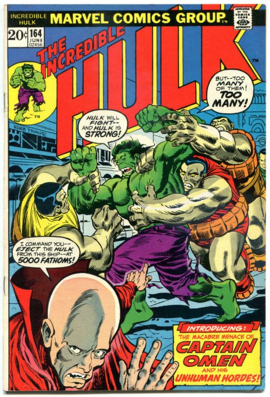 HULK #164, FN, Bruce Banner, Omen, ArmBuster, 1968, Incredible, more in store