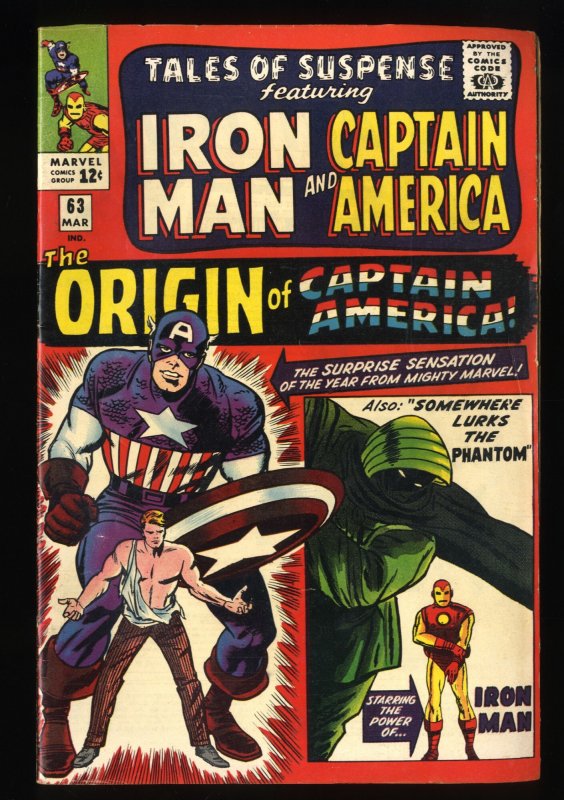 Tales Of Suspense #63 FN 6.0 Iron Man Origin of Captain America!