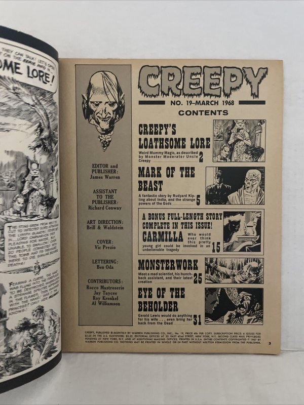 Creepy #19 Warren Magazine 