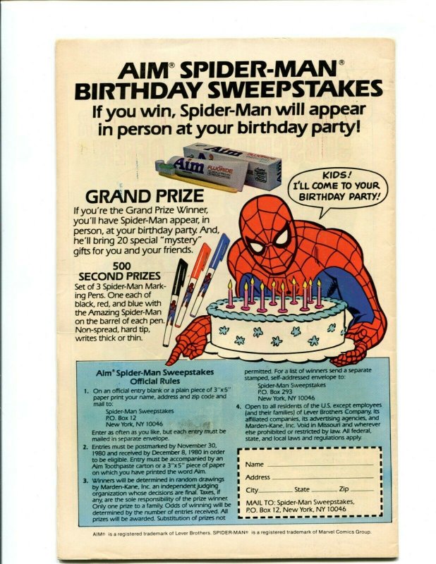 AMAZING SPIDER MAN COLLECTORS EDITION (6.0) AIM TOOTHPASTE GIVEAWAY!! 1980