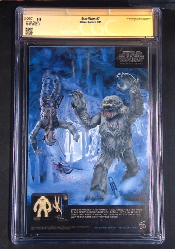 Star Wars #7, CGC 9.8 SS Signed by Jason Aaron Marvel, 2015