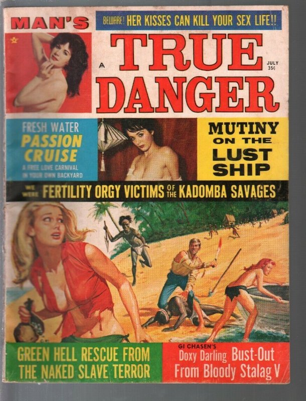 Man's True Danger-spicy women cover-slave terror-exploitation-VG