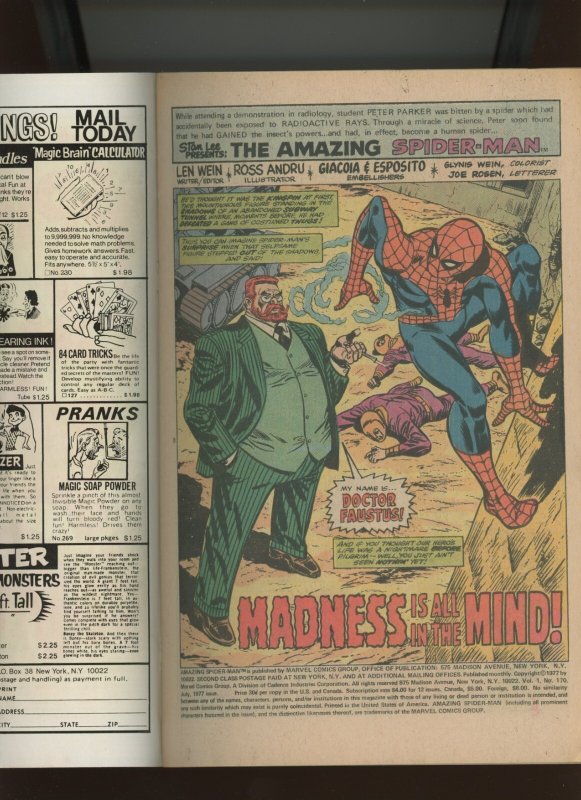 (1977) Amazing Spider-Man #170: BRONZE AGE! WE COMBINE SHIPPING! (3.5)
