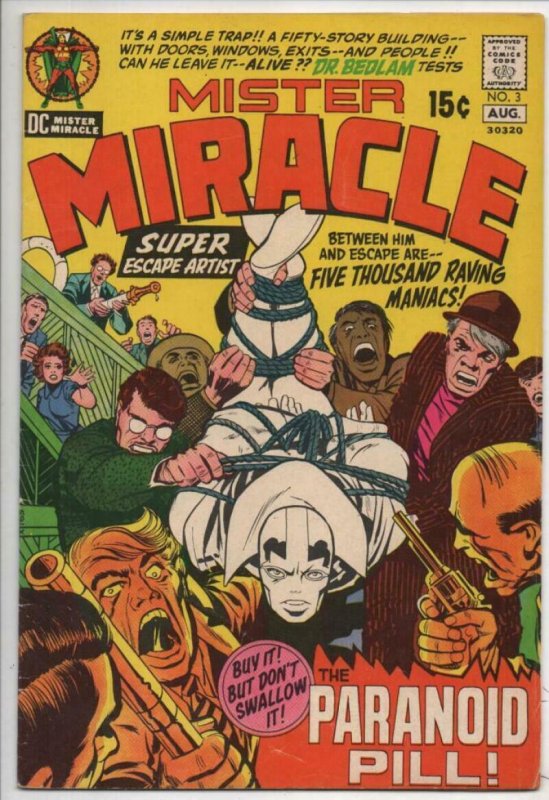 MISTER MIRACLE #3, FN+, Jack Kirby, Paranoid Pill, 1971, more JK in store