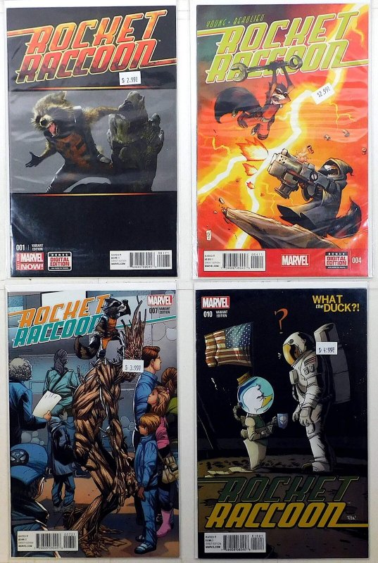 Rocket Raccoon Lot of 4 #1 C, 4, 7 B, 10 B (2014) Marvel Comics 1st Print