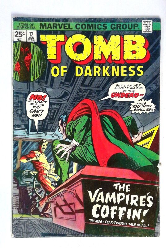 Tomb of Darkness #12 Undead Vampire's Coffin Marvel (1975) VG