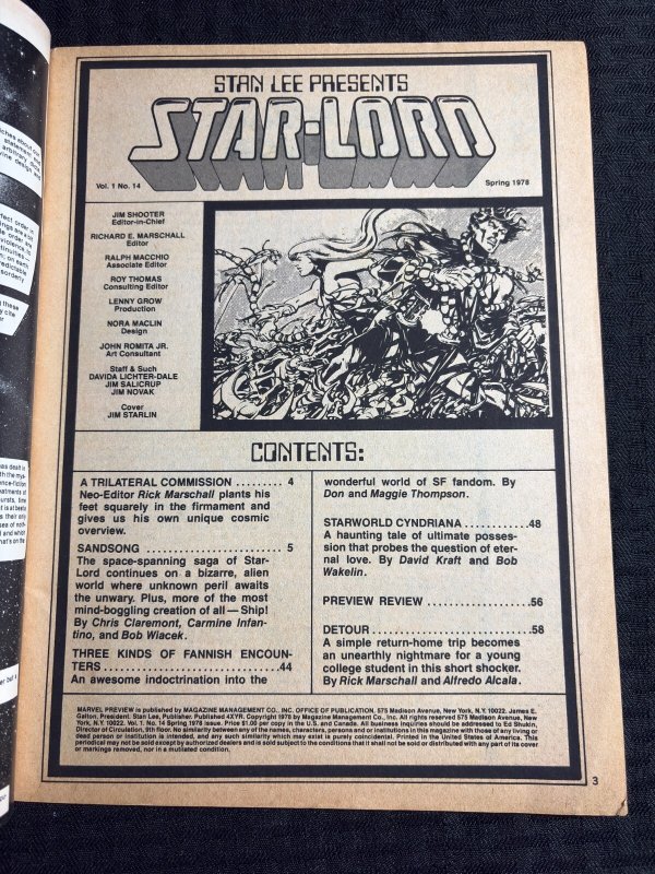 1978 STAR-LORD Marvel Preview Magazine #14 VG+ 4.5 Jim Starlin Cover