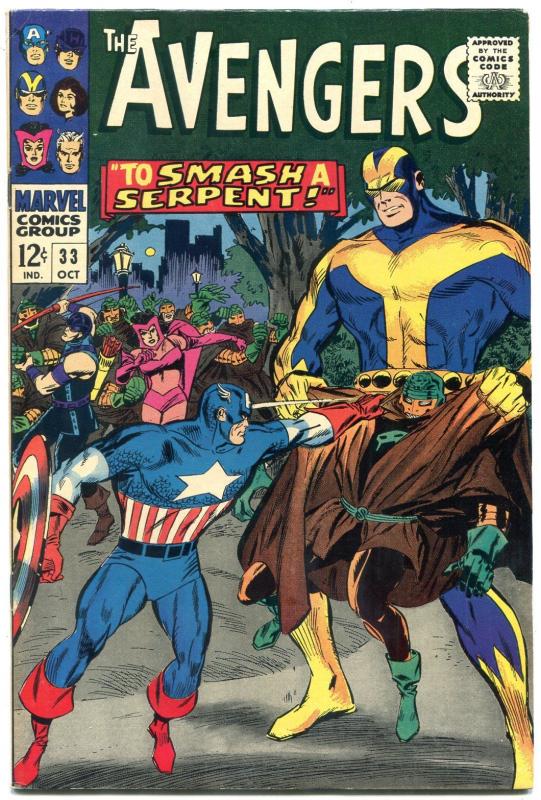 The Avengers #33 1966- Smash a Serpent- Marvel Silver Age f/vf