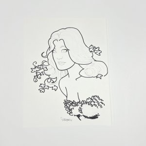 Jesse Delperdang Original Art Sketch Signed Poison Ivy On Cardstock Inked 8.5x11