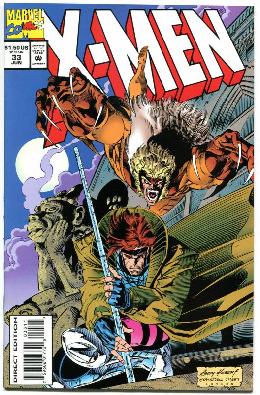 X-MEN #33, Wolverine, NM+, 1994, Sabretooth vs Gambit, Storm, more XM in store