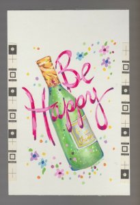 BON VOYAGE Be Happy with Champagne 5.5x8.5 Greeting Card Art #BV8794