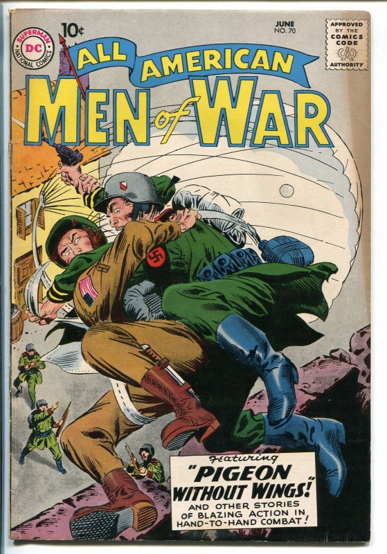 ALL-AMERICAN MEN OF WAR #70-1959-WWII-DC-SILVER AGE-PARATROOPER-vf minus 