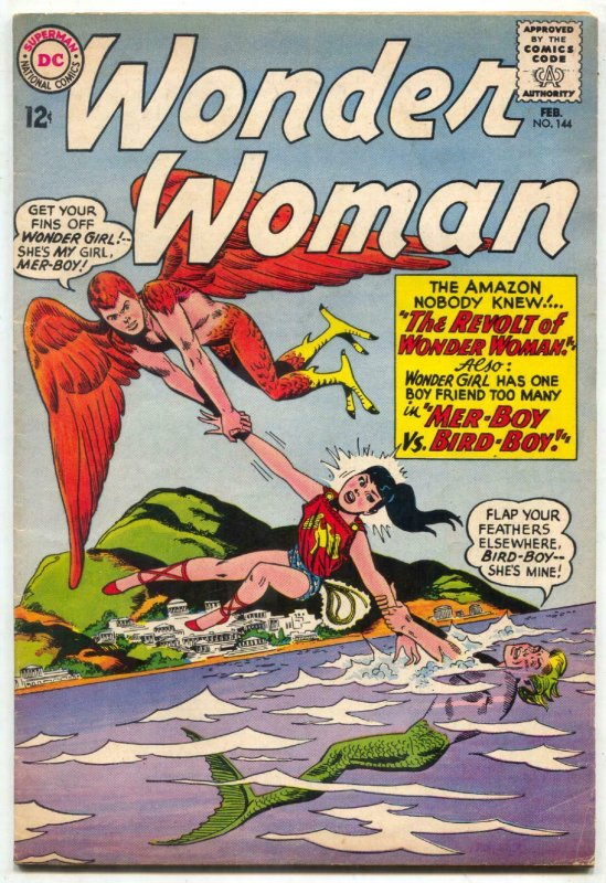 WONDER WOMAN #144 AMAZON WOMEN FIGHT & POSE  DC  1964 FN