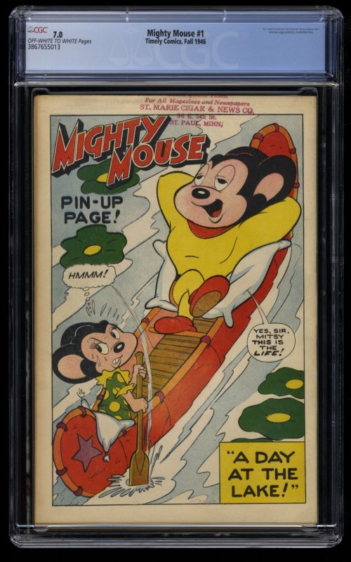 Mighty Mouse (1946) #1 CGC FN/VF 7.0 Off White to White Stan Lee story!