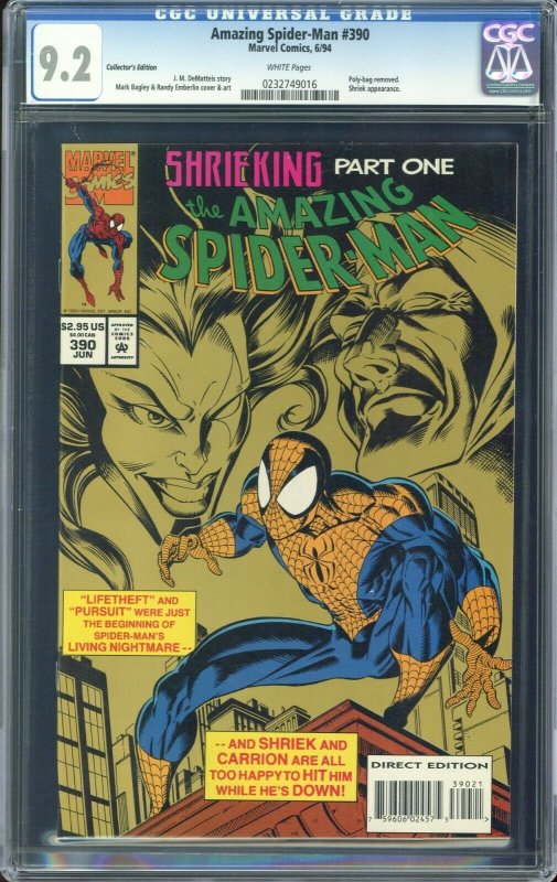 Amazing Spider-man Vol 1 # 390 Collector's Edition CGC 9.2