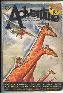 Adventure 10/15/1932-Butterick-Giraffe-airplane jungle-William Heaslip-W.C. T...