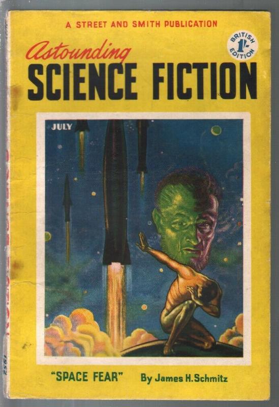 Astounding Science Fiction British Edition 7/1952-sci-fi pulp fiction-G/VG