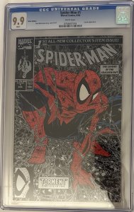 (1990) TODD McFARLANE SPIDER-MAN #1 SILVER VARIANT COVER CGC 9.9 (NOT 9.8) WP!
