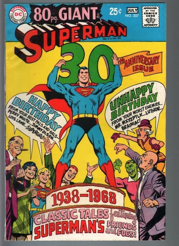 SUPERMAN #207-1968 DC 80 page giant--FN FN