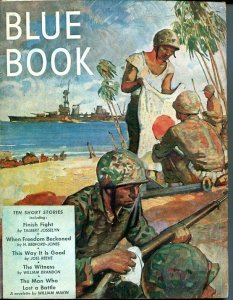 BLUE BOOK PULP-AUG-1944-FN-STOOPS COVERJOEL REEVE-KEYNE-KENNETH PERKINS-fine FN