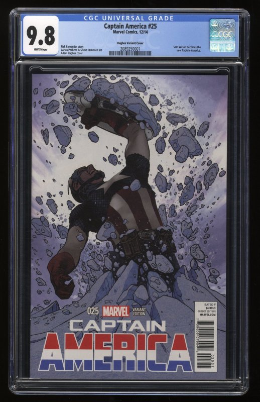 Captain America #25 CGC NM/M 9.8 Hughes Variant 1:50 RI 1st Sam Wilson as Cap!