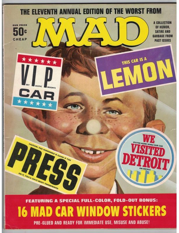 WORST FROM MAD (1968) 11 VG with CAR WINDOW STICKERS