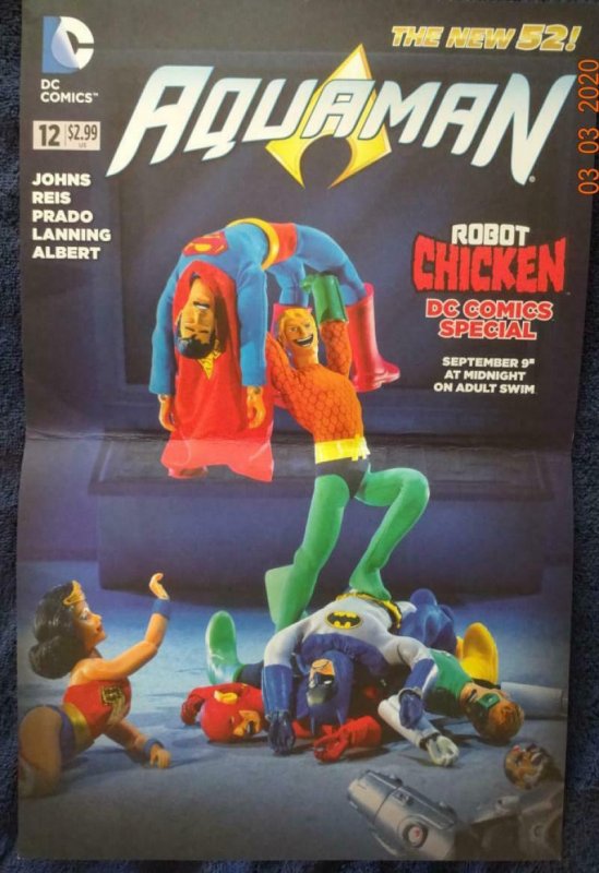 NEW 52 AQUAMAN ROBOT CHICKEN Promo Poster, 11 x 17, 2014 DC Unused 552