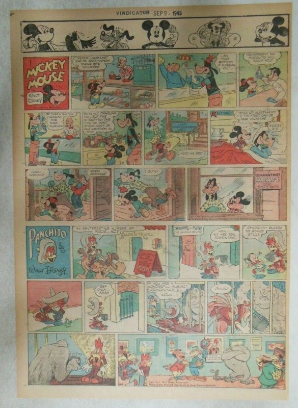 Mickey Mouse Sunday Page by Walt Disney from 9/9/1945 Tabloid Page Size 