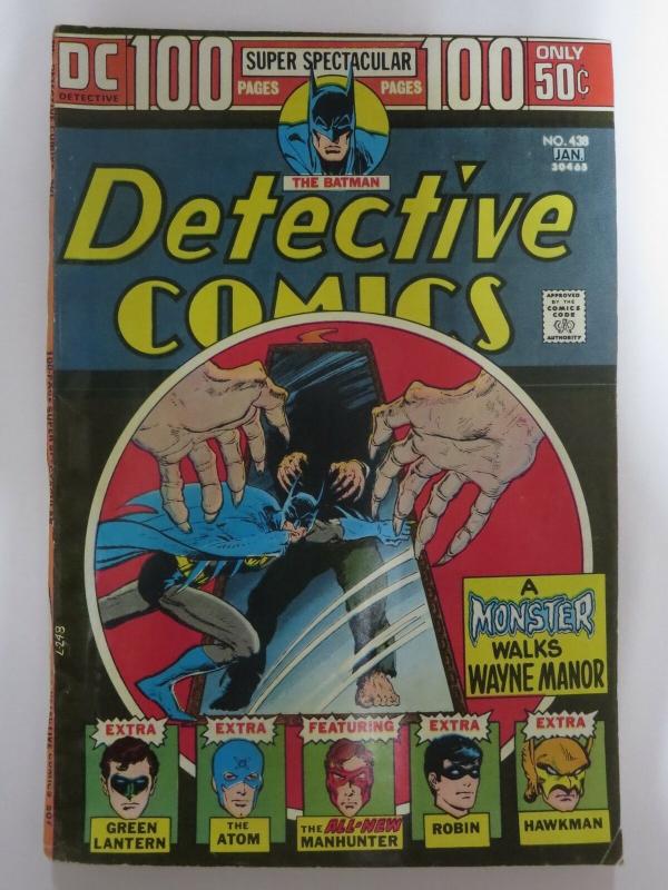 DETECTIVE 438 VERY GOOD January 1974 MANHUNTER COMICS BOOK