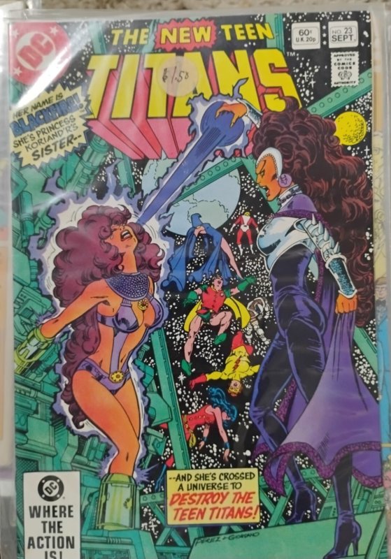 NEW  TEEN TITANS # 23  1982 DC comics KEY 1ST  BLACKFIRE BONDAGE COVER