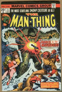 Man-Thing #11 - Dance To The Murder - 1974 (Grade 7.0) WH 