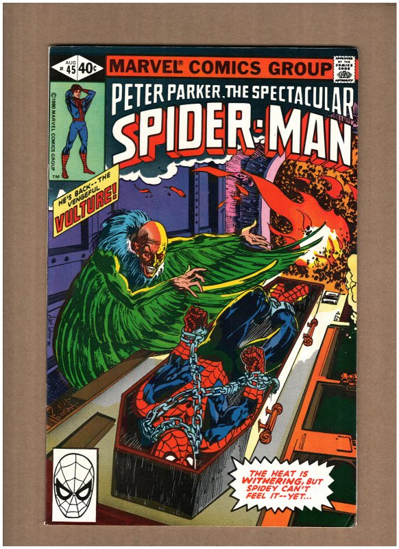Peter Parker, Spectacular Spider-man #45 Marvel Comics 1980 vs. VULTURE VF 8.0