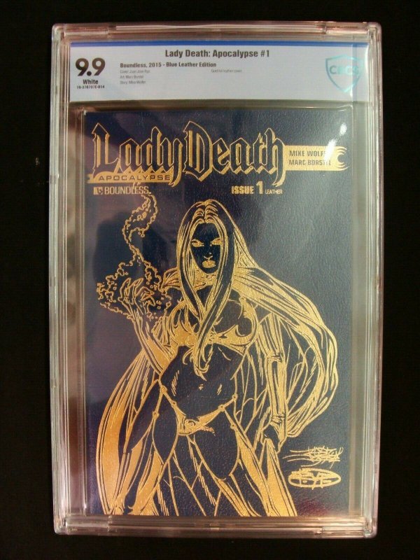 Lady Death Apocalypse #1 Blue Leather Edition Gold Foil Graded CBCS 9.9