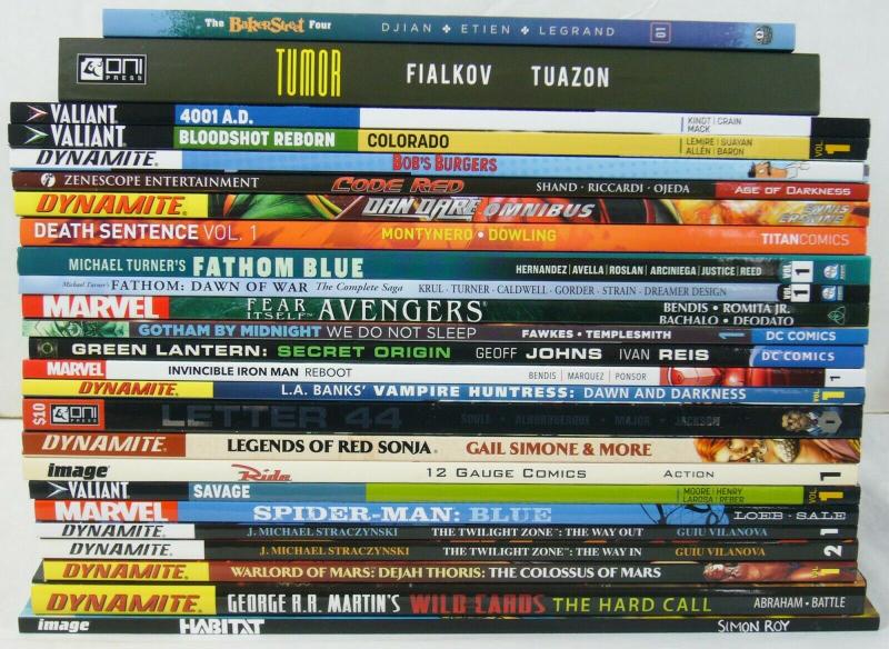 Wholesale lot of (25) TPBs - marvel/dc/more  spider-man blue - (value: $391.77)