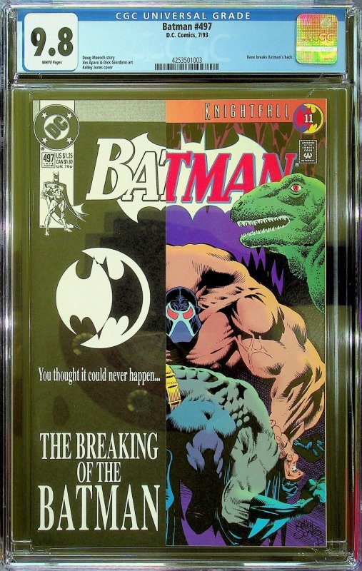 Batman #497 Third Print Cover (1993) - CGC 9.8 - Cert#4253501003