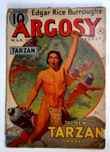 Argosy Mar 19 1938 G/VG Tarzan Pulp Magazine