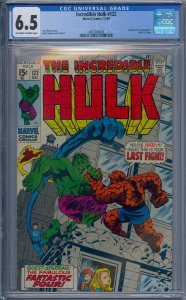 INCREDIBLE HULK #122 CGC 6.5 FANTASTIC FOUR  HULK VS THING HERB TRIMPE