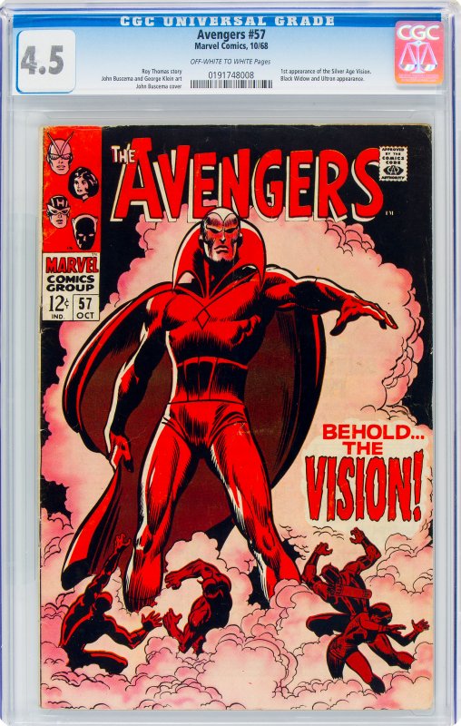 Avengers #57 CGC Graded 4.5 1st appearance of the Silver Age Vision. Black Wi...