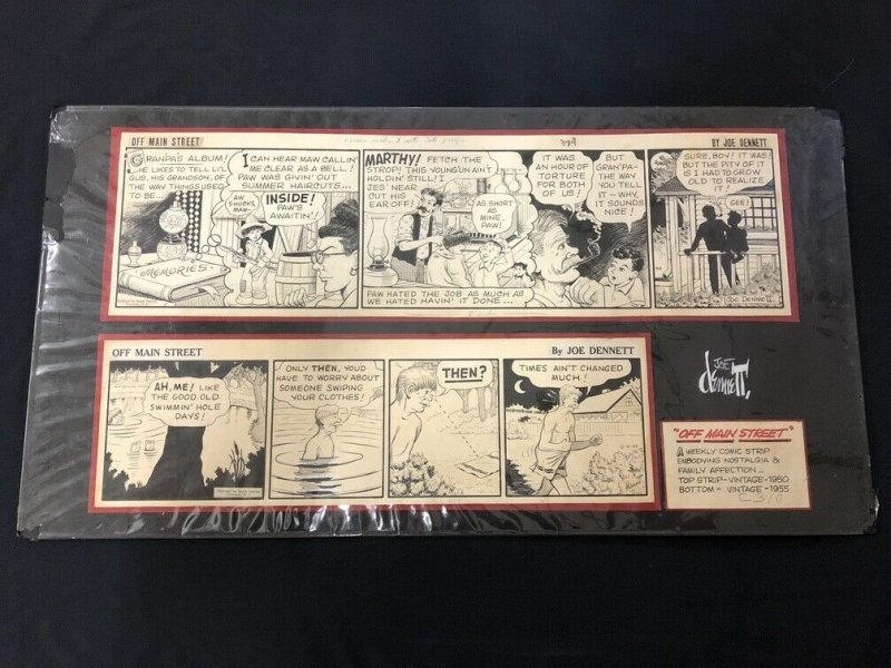 Lot of two Off Main Street Original Comic Strip Art 1950 & 1955-JOE DENNETT