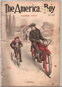 American Boy 3/1914-Wm. Clarke motorcycle cover-adventure-pulp fiction-FR/G