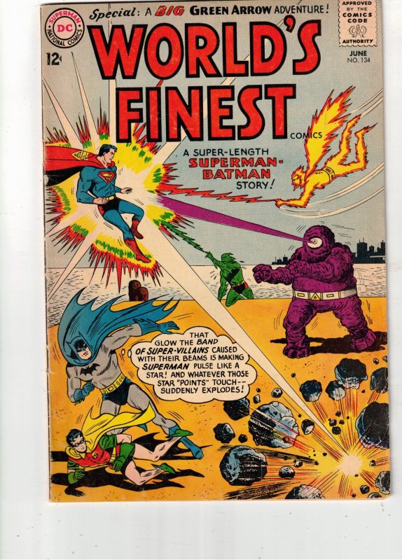 World's Finest Comics #134 (1963) FN+Superman Batman, Robin story! Green...