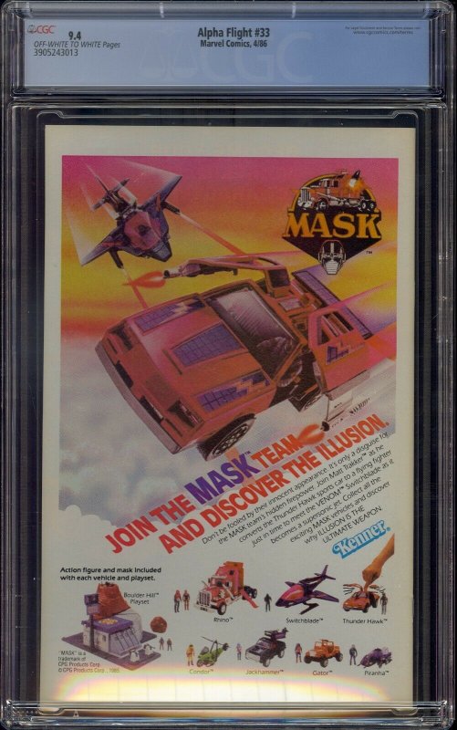 ALPHA FLIGHT #33 CGC 9.4 YURIKO OYAMA BECOMES LADY DEATHSTRIKE 