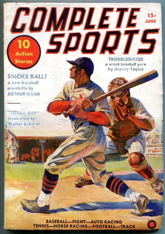 Complete Sports Pulp June 1937- Arthur Mann- Walter Schmidt- Baseball cover VG+
